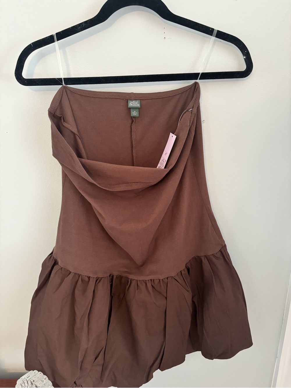 wild fable Brown Strapless Ruffled Hem Dress
